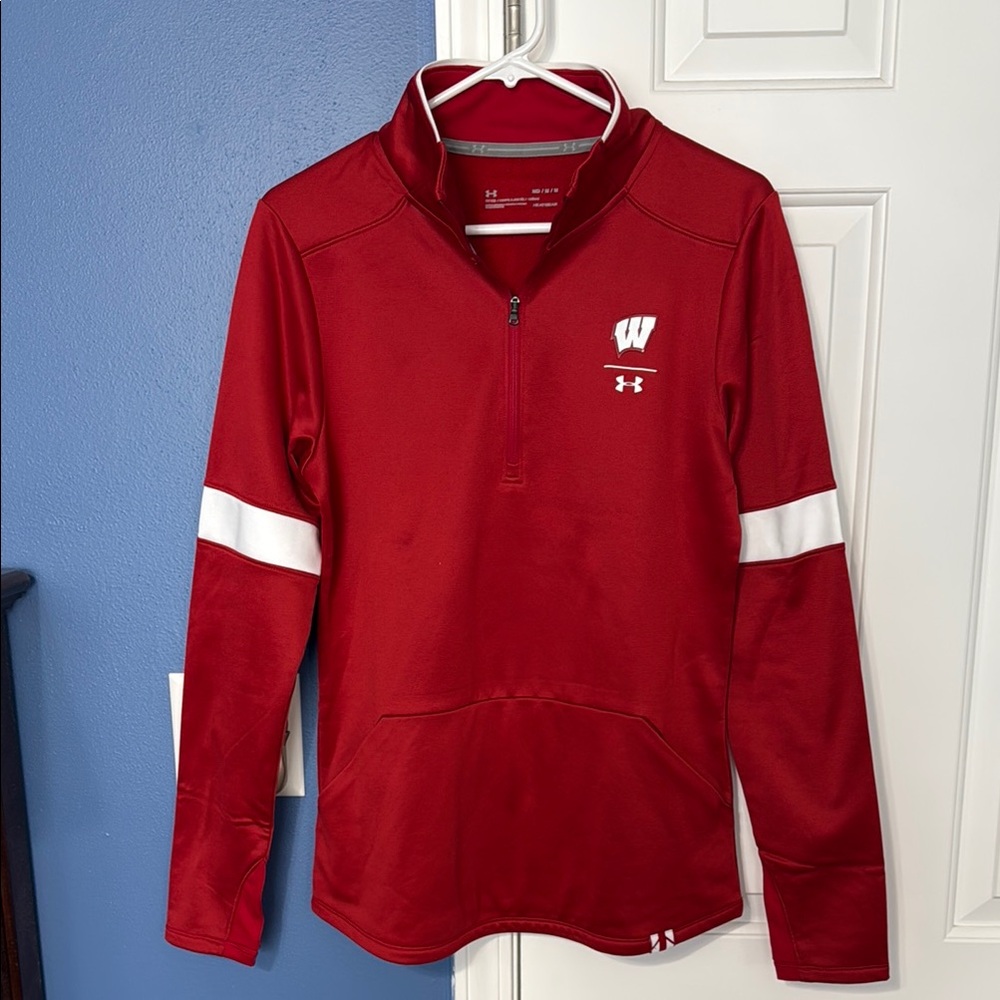 Women’s Wisconsin Under Armour Red Quarter-Zip Pullover